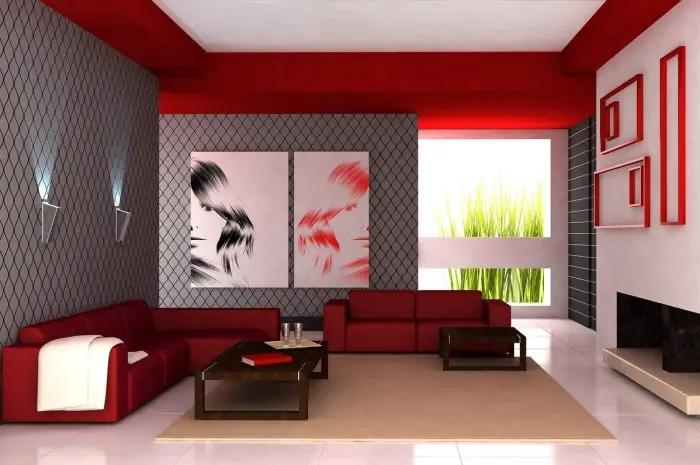 Accent with Red Living Room