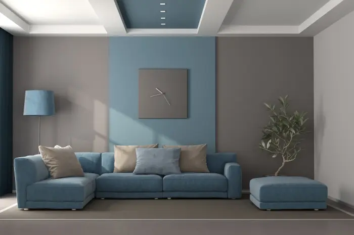 Turquoise and Gray Living Room